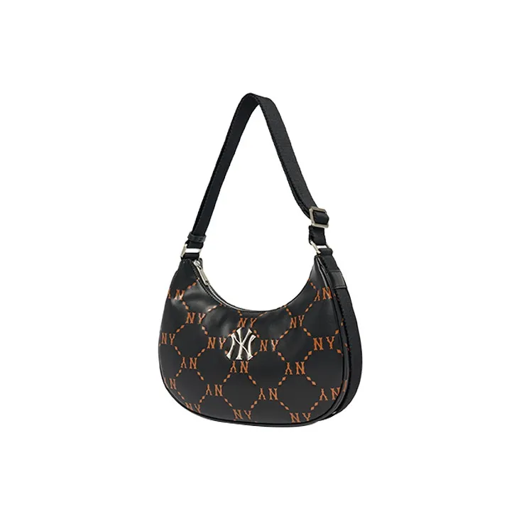 MLB Monogram Collection Polyester Hobo Pochette Shoulder Bag Crossbody Bag Unisex Black-1