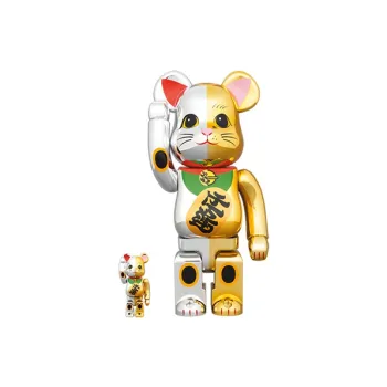 BE@RBRICK Lucky Cat, Silver Fortune & Gold Ten Thousand Trendy Figures 100%400%