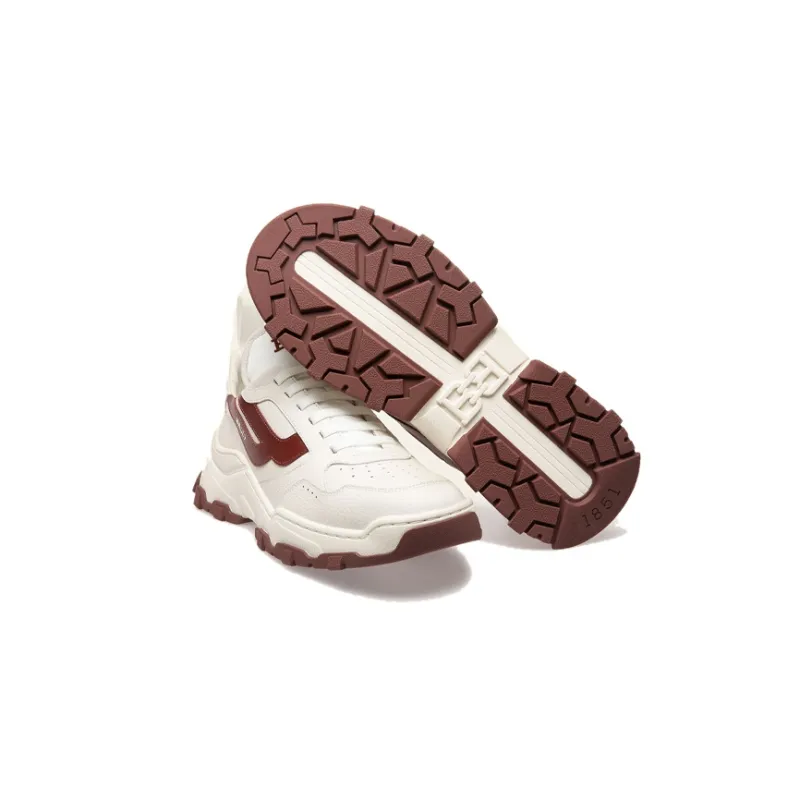 BALLY Low Top Casual Shoes Men's White With Dark Red-4