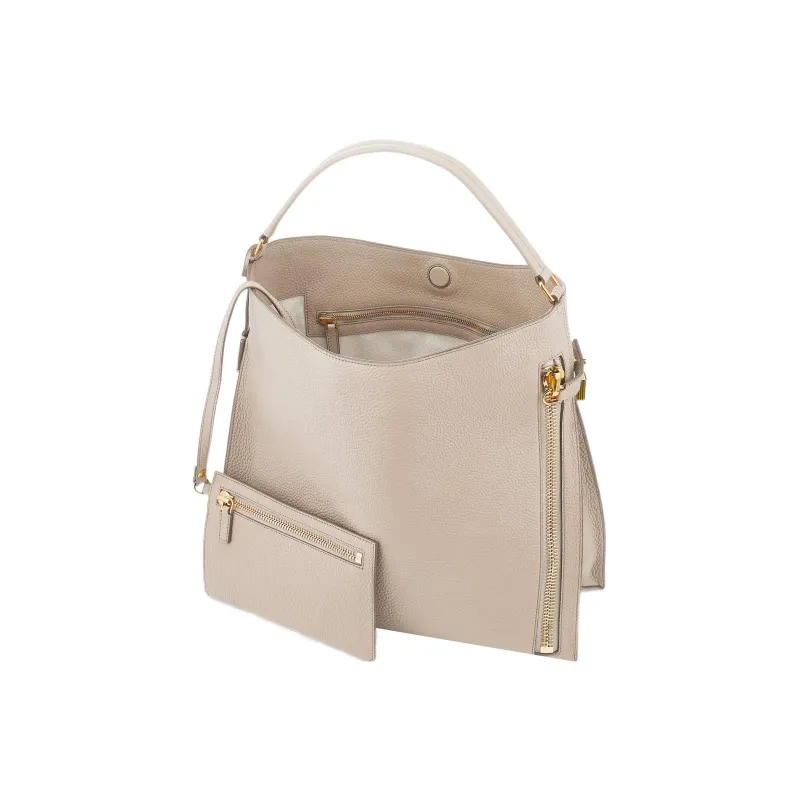 TF ALIX Grain Leather Handbag Women's Taupe-3
