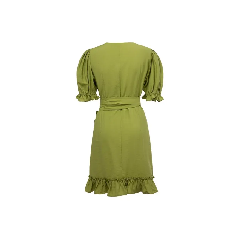 LOFT SHINE Ruffle Hem Dress Green-1