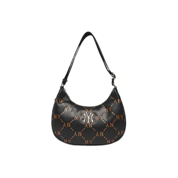 MLB Monogram Collection Polyester Hobo Pochette Shoulder Bag Crossbody Bag Unisex Black