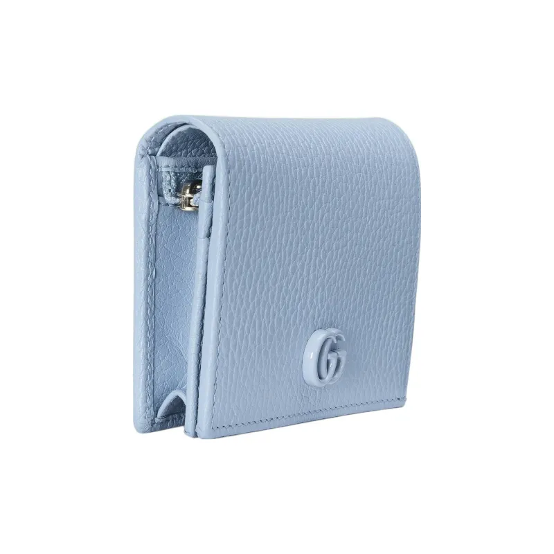 GUCCI GG Marmont Leather Card Holder Wallet Regular Women's Blue-1