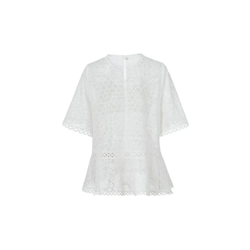 LOFT SHINE Elbow Length Sleeved T Shirt Women's White-1