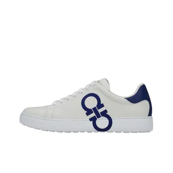 FERRAGAMO GANCINI Low Top Stylish Skateboarding Shoes Men's White Blue