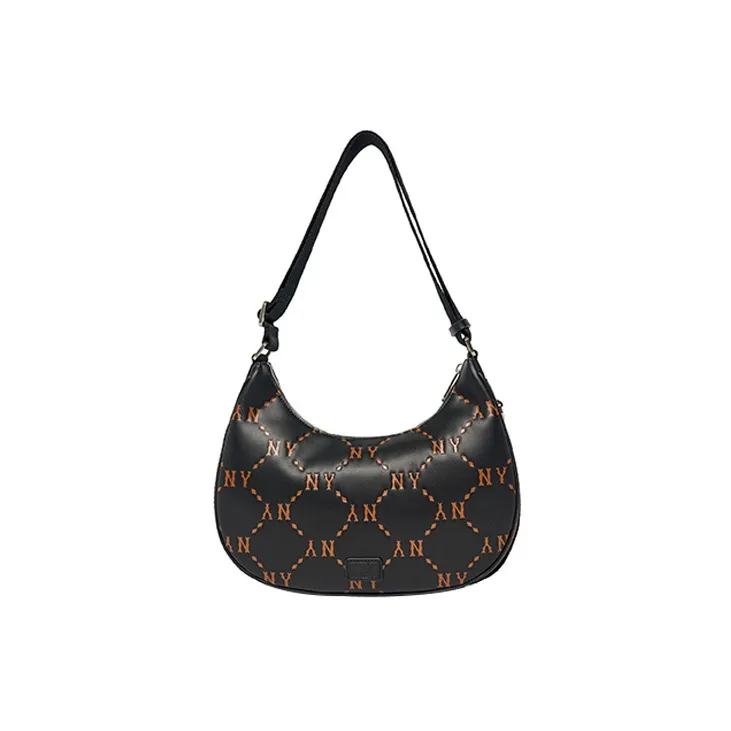 MLB Monogram Collection Polyester Hobo Pochette Shoulder Bag Crossbody Bag Unisex Black-2