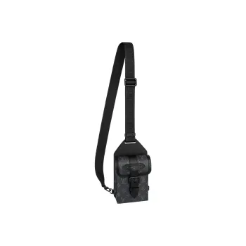 LOUIS VUITTON Saumur Monogram Eclipse Coated Canvas Leather Trim Crossbody Bag Shoulder Bag Men's Black