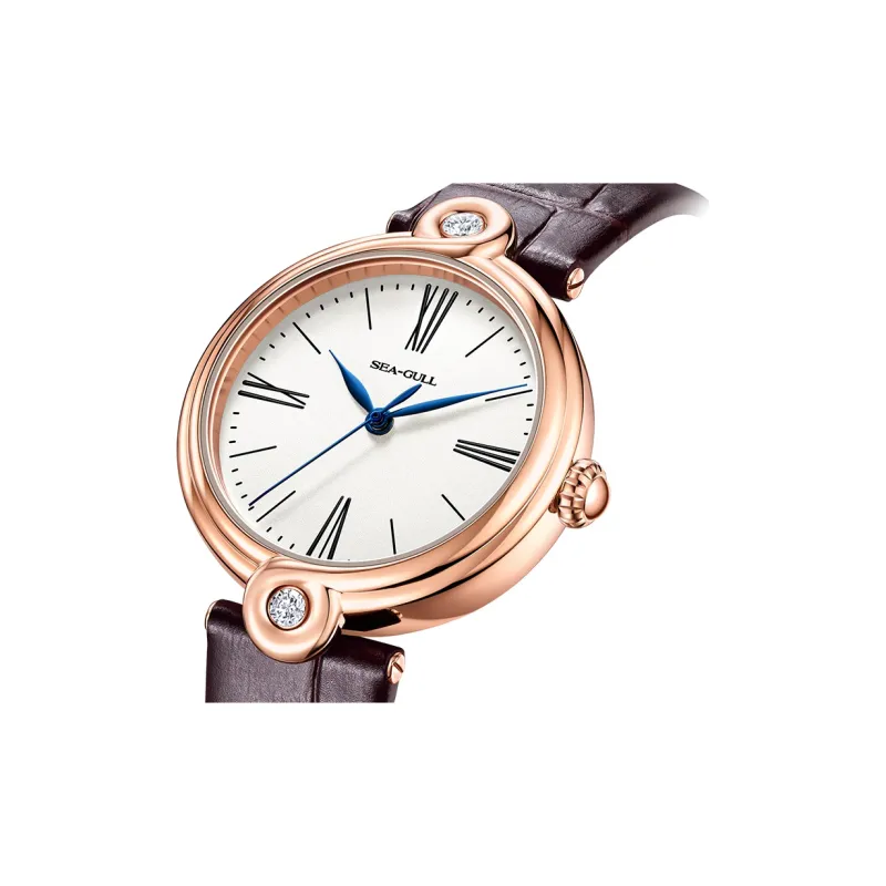 Sea Gull Unlimited Series Automatic Mechanical Movement Leather Strap Watch Women's Watch White Dial-25