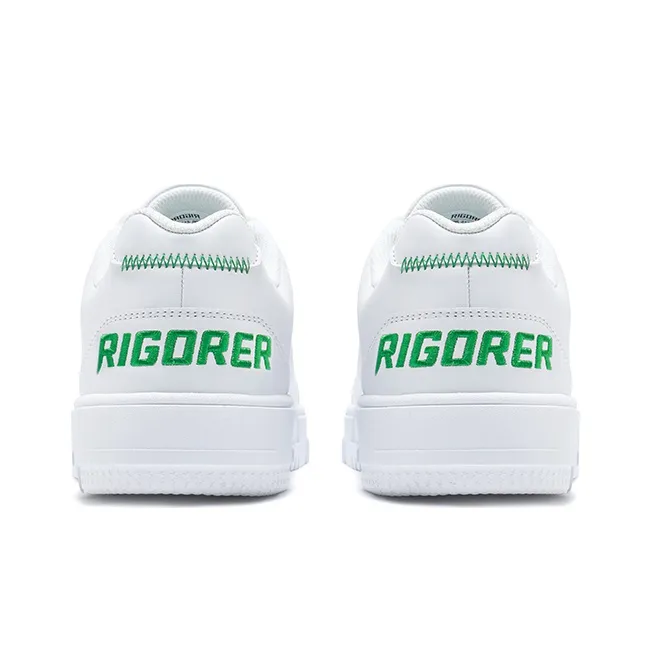 RIGORER Blindly Talking Mouth Replacement Collection Wear-Resistant Low-Top Skateboard Shoes Women's White Green-3