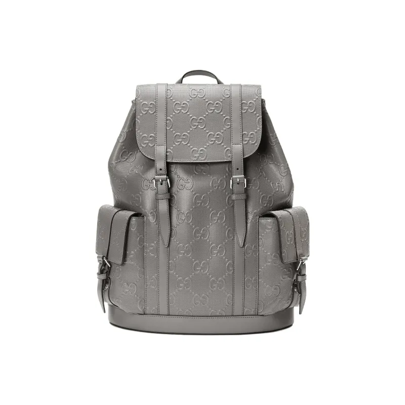 GUCCI Leather Backpack Regular Men's Gray-0