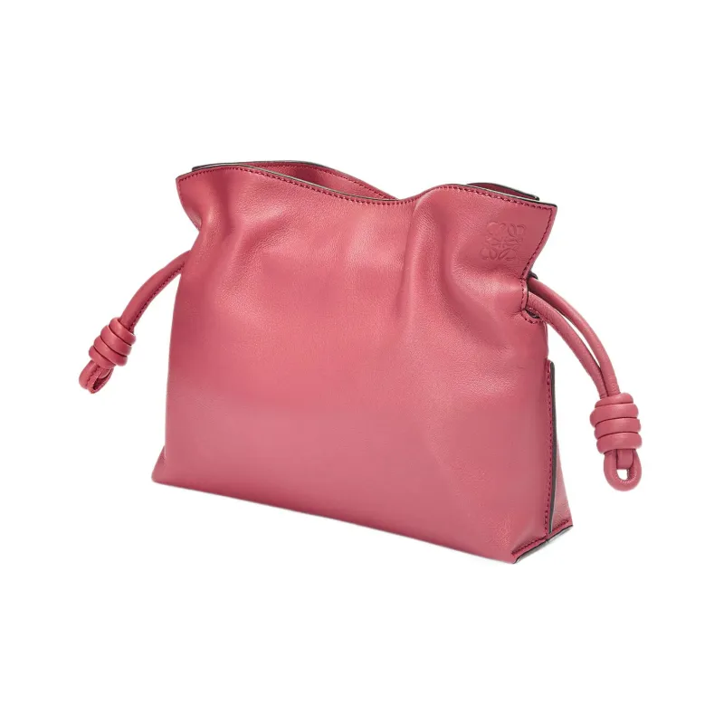 LOEWE Flamenco Calfskin One Shoulder Crossbody Clutches Mini Women's Rose Red-1