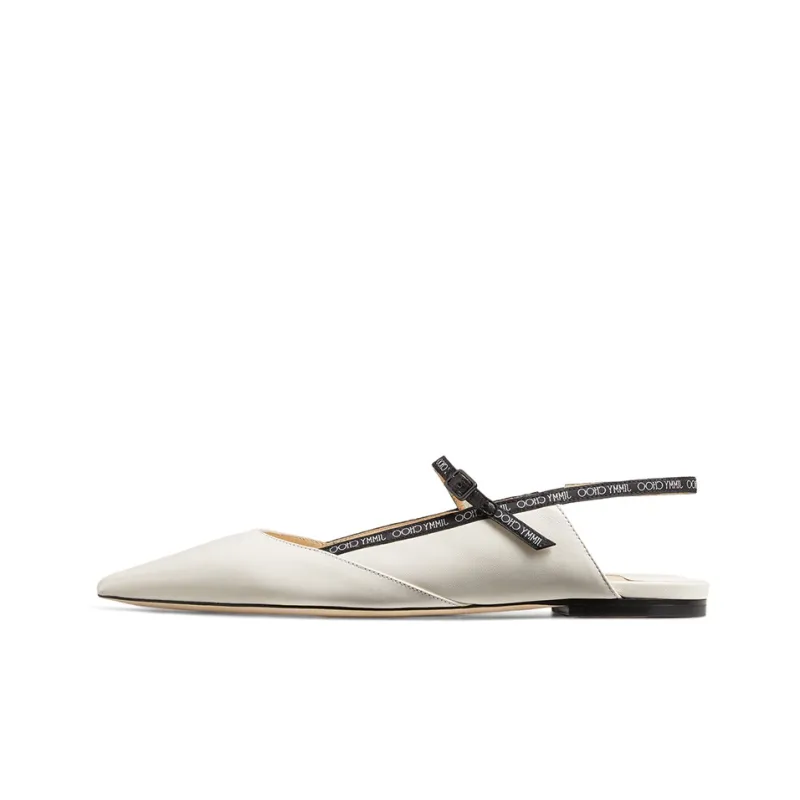 Jimmy Choo Ree Flat Closed Toe Slippers Women's Ecru-0