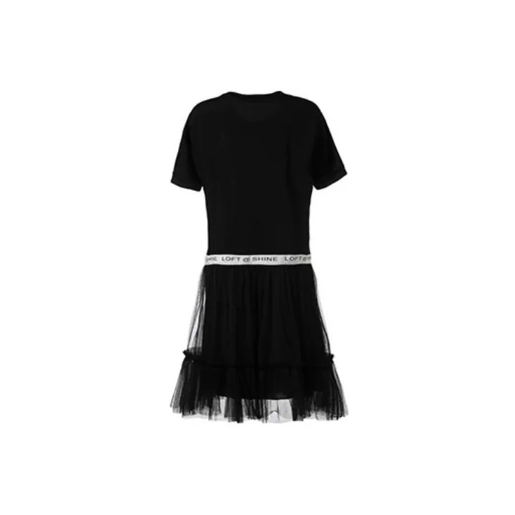 LOFT SHINE A-Line Skirt Dress Black-1