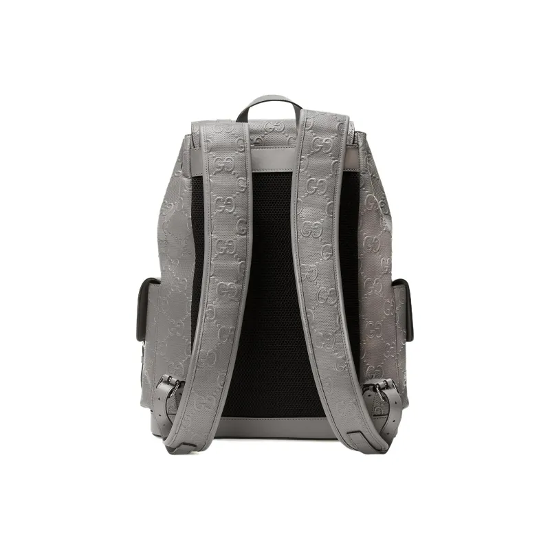 GUCCI Leather Backpack Regular Men's Gray-2