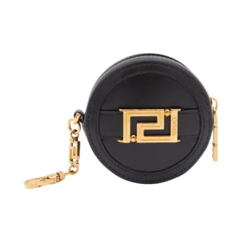 VERSACE Leather Wallet Women's Black