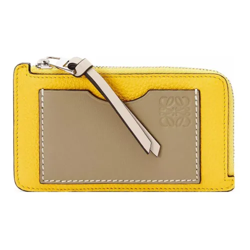 LOEWE Soft Grain Cow Leather Card Holder Women's Yellow