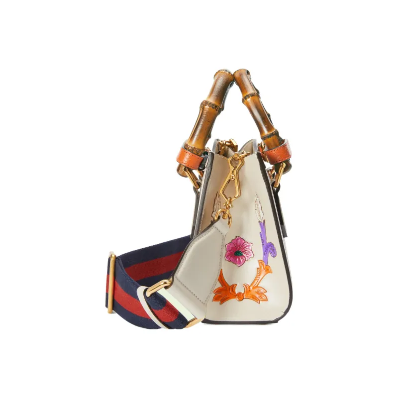 GUCCI Diana Leather Tote Bag Shopping Bag Shoulder Bag Crossbody Bag Handbag Mini Women's White-5