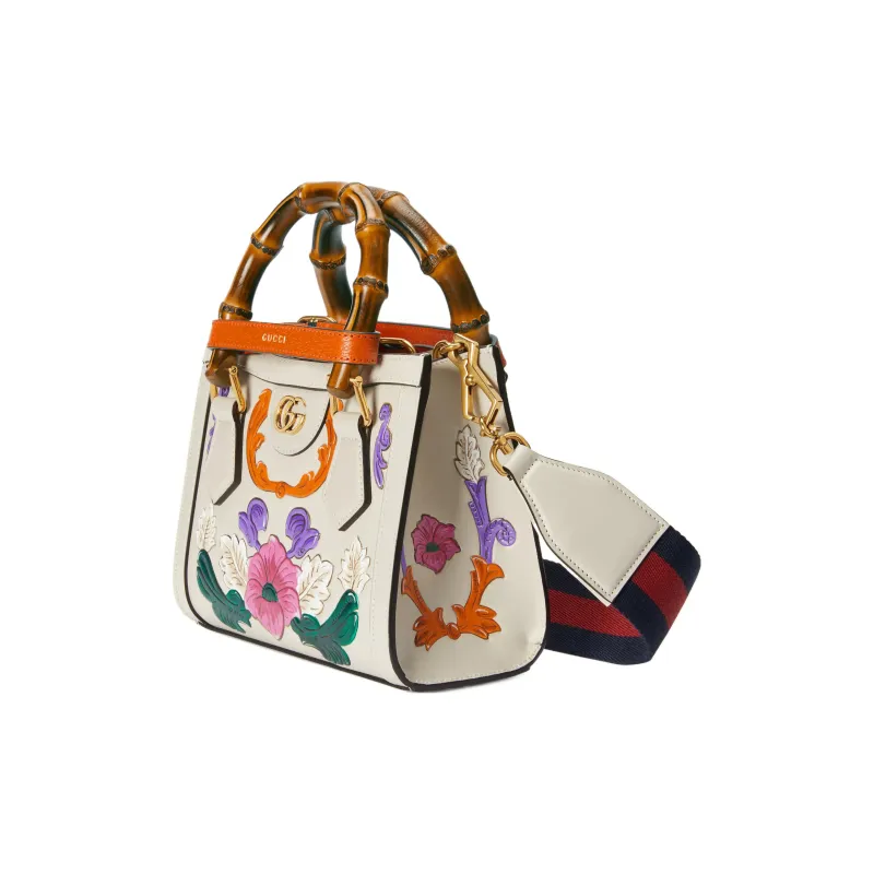 GUCCI Diana Leather Tote Bag Shopping Bag Shoulder Bag Crossbody Bag Handbag Mini Women's White-1