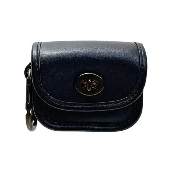 COACH Bag Charm Leather Coin Purse Regular Unisex Black