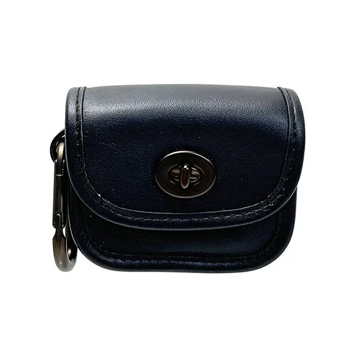 COACH Leather Coin Purse Regular Unisex Black-0