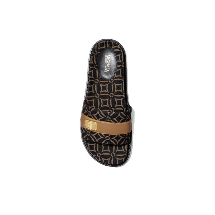 MICHAEL KORS Padma Odor-Resistant Slide Slippers Women's Black Brown-4
