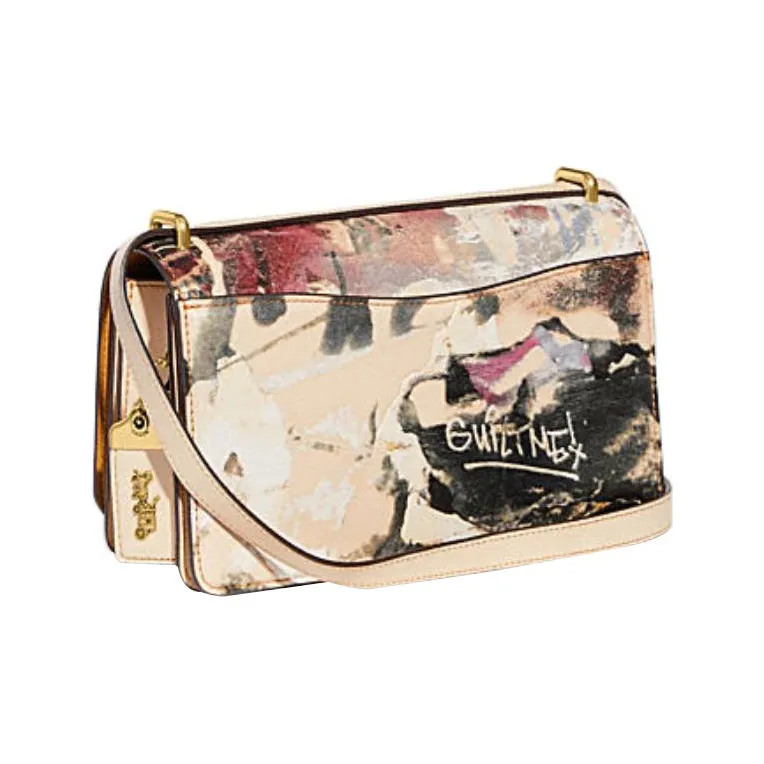 COACH MINT+SERF Collaboration Bandit Cow Leather Shoulder Bag, Crossbody Bag Medium Size Women's Graffiti Color-1