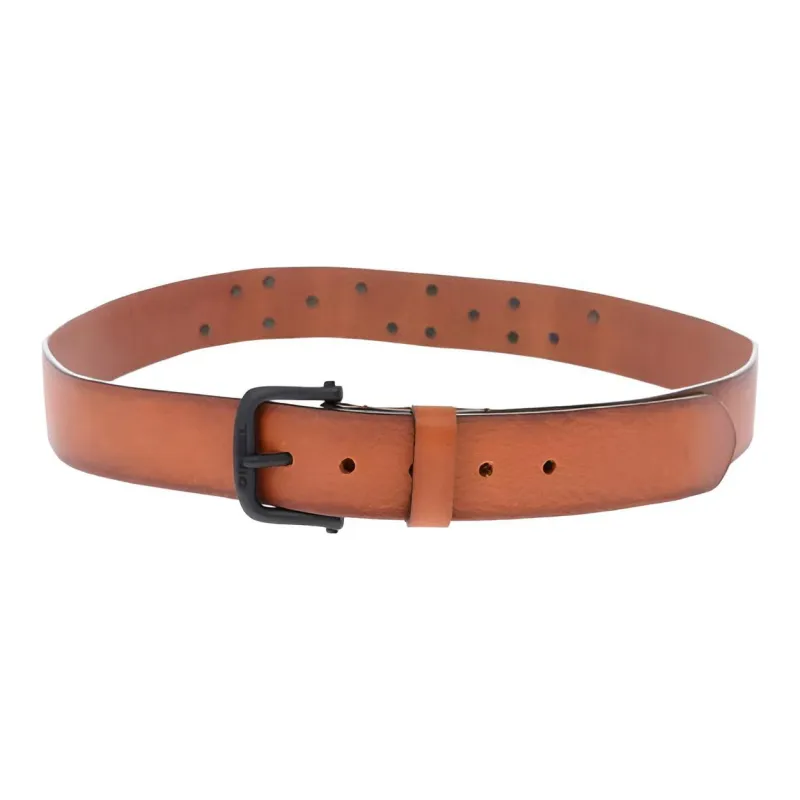 DIESEL Solid Color Letter Logo Pin Buckle Belt Men's Brown-2