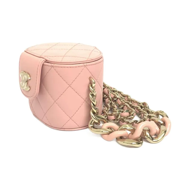 CHANEL Lambskin Makeup Bag Box Bag Coin Purse Women's Pink-1