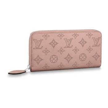 LOUIS VUITTON Zippy Mahina Calfskin Wallet Women's Dark Pink