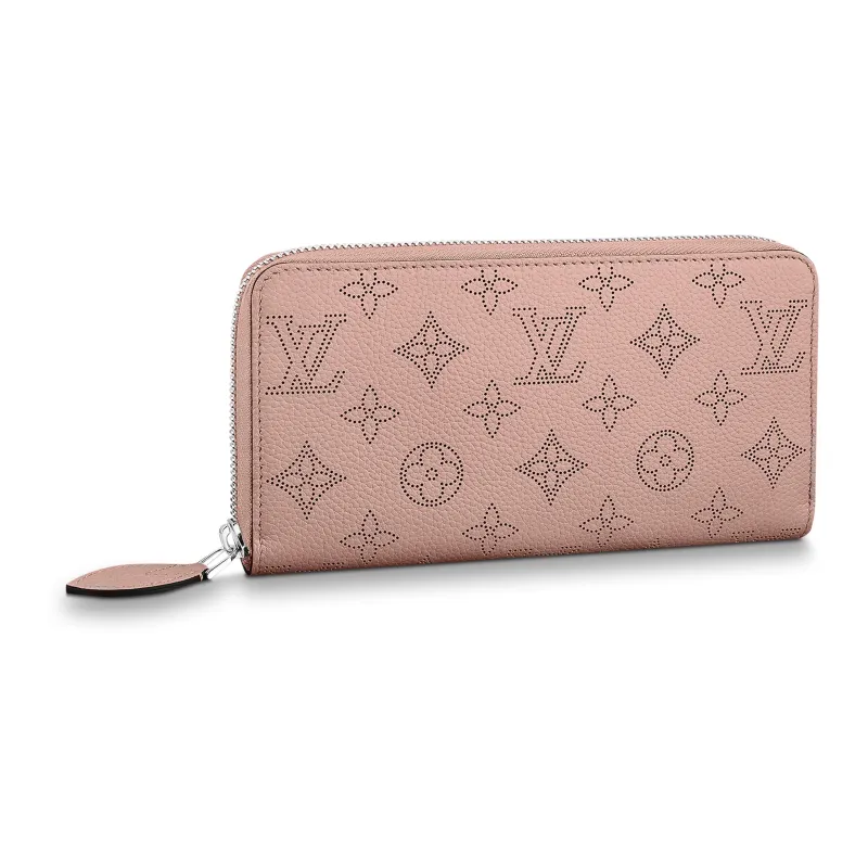 LOUIS VUITTON Zippy Mahina Calfskin Wallet Women's Dark Pink-0