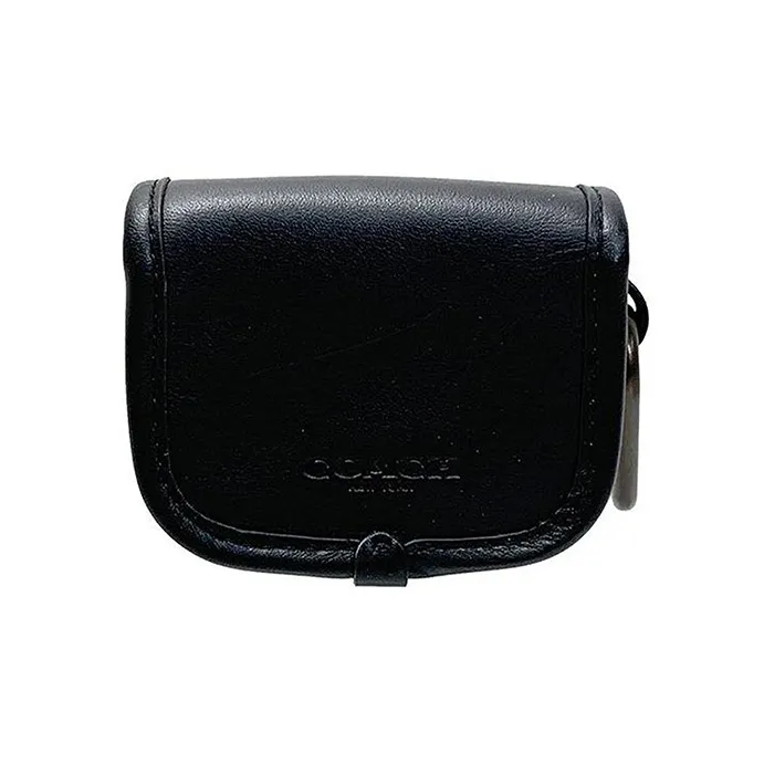 COACH Leather Coin Purse Regular Unisex Black-1