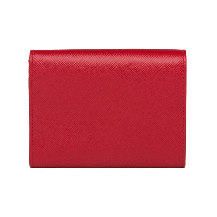 PRADA Saffiano Leather Wallet Trumpets Women's Red-2