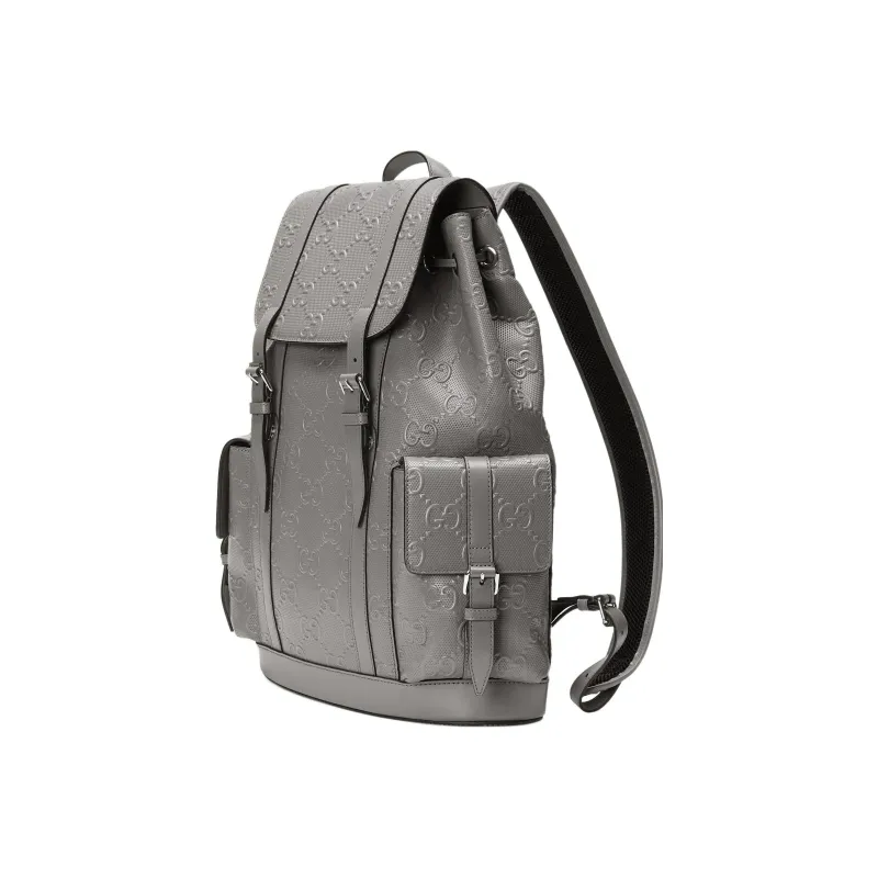 GUCCI Leather Backpack Regular Men's Gray-1