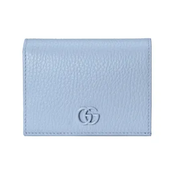 GUCCI GG Marmont Leather Card Holder Wallet Regular Women's Blue