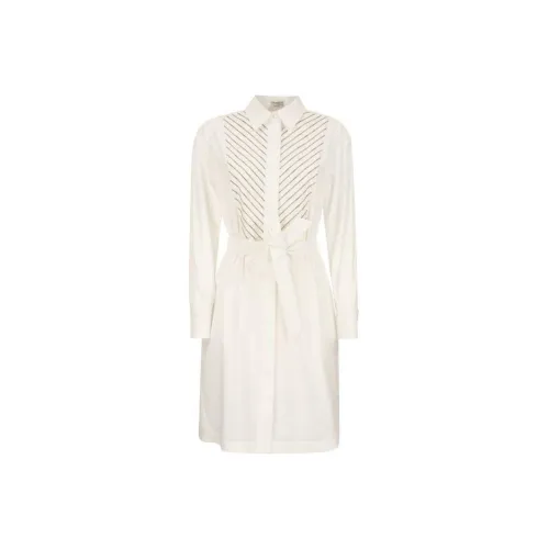 Brunello Cucinelli Long-Sleeved Dresses Women's White