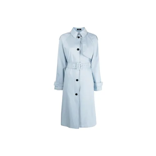 THEORY Trench Coats Women's Blue