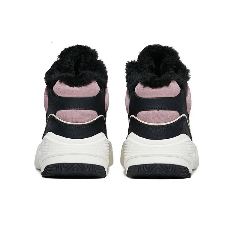 Anta Flame Wear Resistant High Top Skateboard Shoes Women's Black White Purple-4