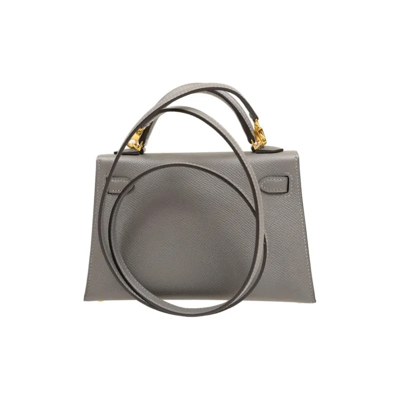 HERMES Mini Kelly Box Leather Kelly Bag Handbag Shoulder Bag Crossbody Bag Mini Women's 0L Grismeyer Cumulus Gray-2