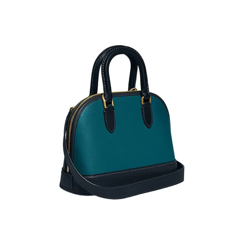 COACH Revel Cow Leather Shoulder Bag, Crossbody Bag, Handbag Medium Size Women's Black & Blue-1