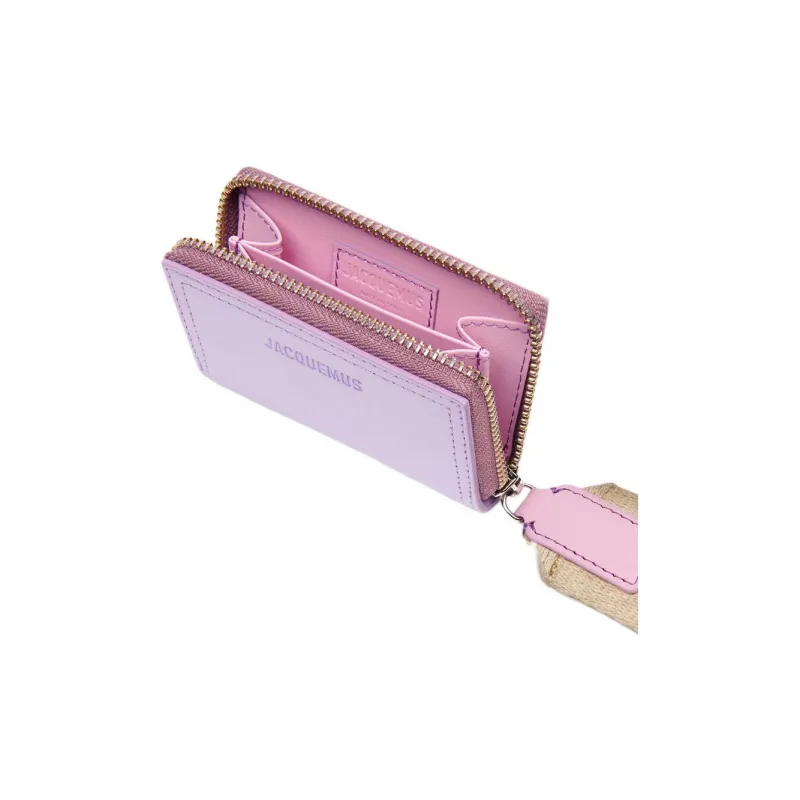 Jacquemus Leather And Linen Wallet Men's Lilac-1