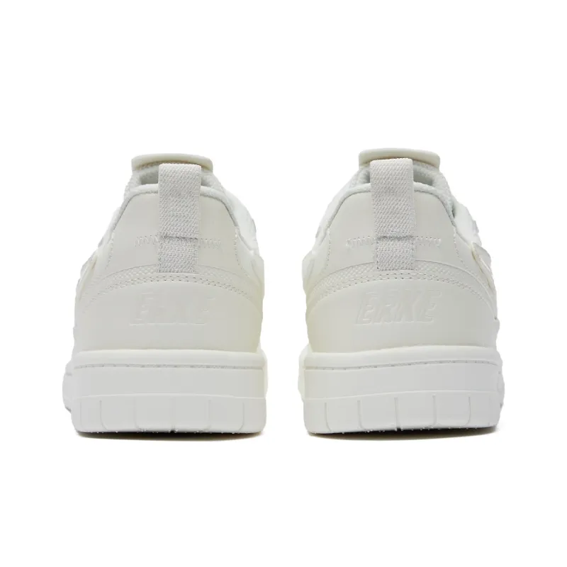 Erke Low-Top Skateboard Shoes Women's White Wood Color-3