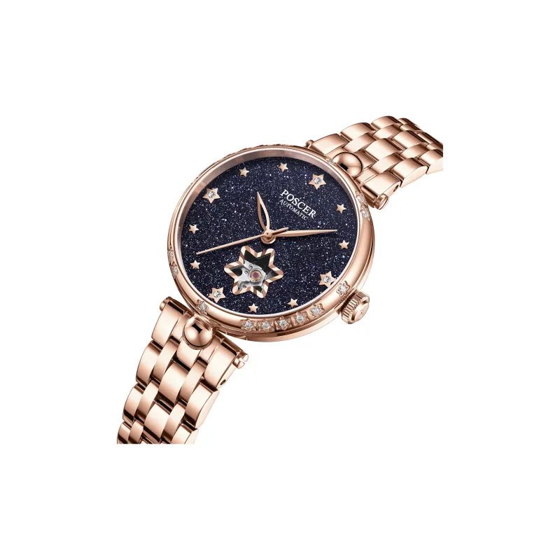 POSCER Heartfelt Collection Automatic Mechanical Movement Watch Women's Watch Blue Dial 51025L.RRU-1