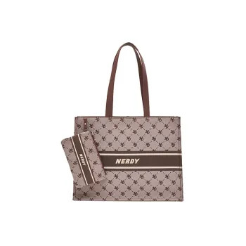 NERDY Polyester Combo Bag Tote Bag Shopping Bag Shoulder Bag Unisex Brown