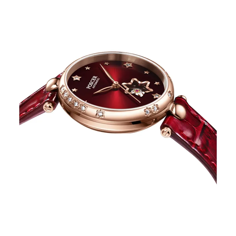 POSCER Heartfelt Collection Automatic Mechanical Movement Watch Women's Watch Red Watch Dial 51026L.REE-2