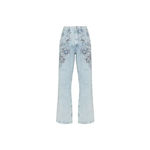 ISABEL MARANT Floral-embroidered Straight-leg Jeans