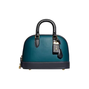 COACH Revel Cow Leather Shoulder Bag, Crossbody Bag, Handbag Medium Size Women's Black & Blue