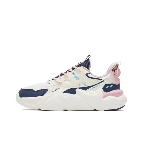 Erke Breathable Low Top Sports Casual Shoes Women's White Pink