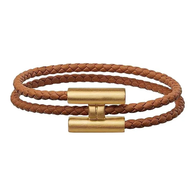 HERMES Tournis Tresse Bracelets Unisex Brown-0