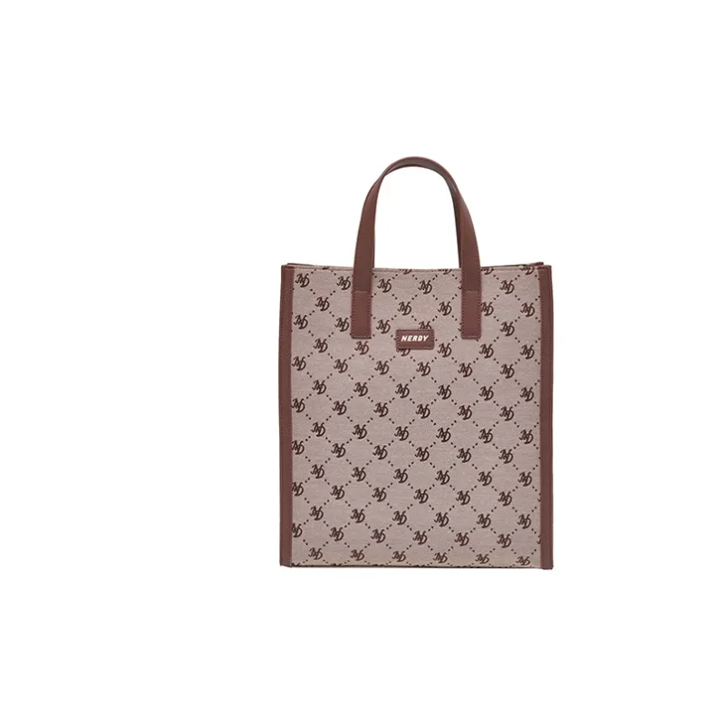 NERDY Polyester Tote Bag Combo Shopping Bag Handbag Crossbody Bag Large Size Unisex Brown-2
