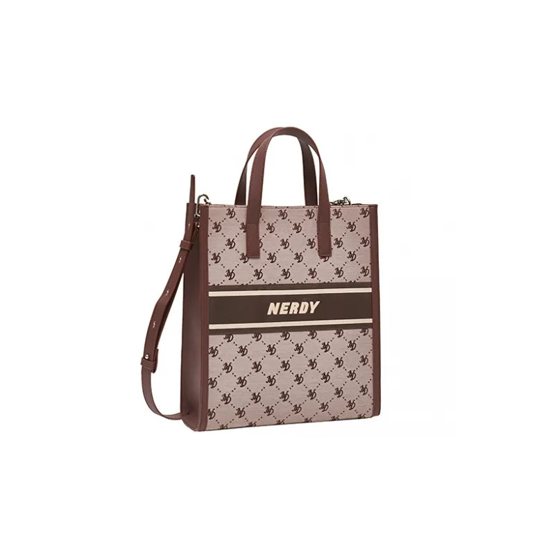 NERDY Polyester Tote Bag Combo Shopping Bag Handbag Crossbody Bag Large Size Unisex Brown-1